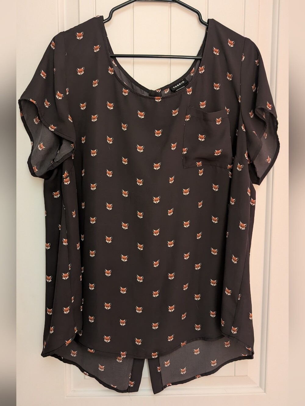 Torrid Fox Print Blouse - Black Size 2XL